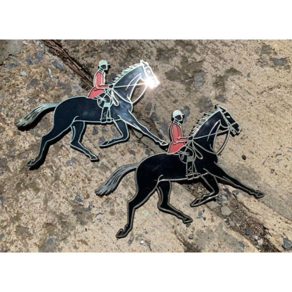 Vintage Showjumper Self-Adhesive Plaques 1966 Invicta Plastics-2 Horses